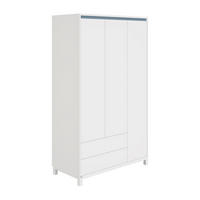 KLEIDERSCHRANK 3-türig Blau, Weiß  - Blau/Weiß, Basics, Holzwerkstoff (123,5/204/56,1cm) - Paidi