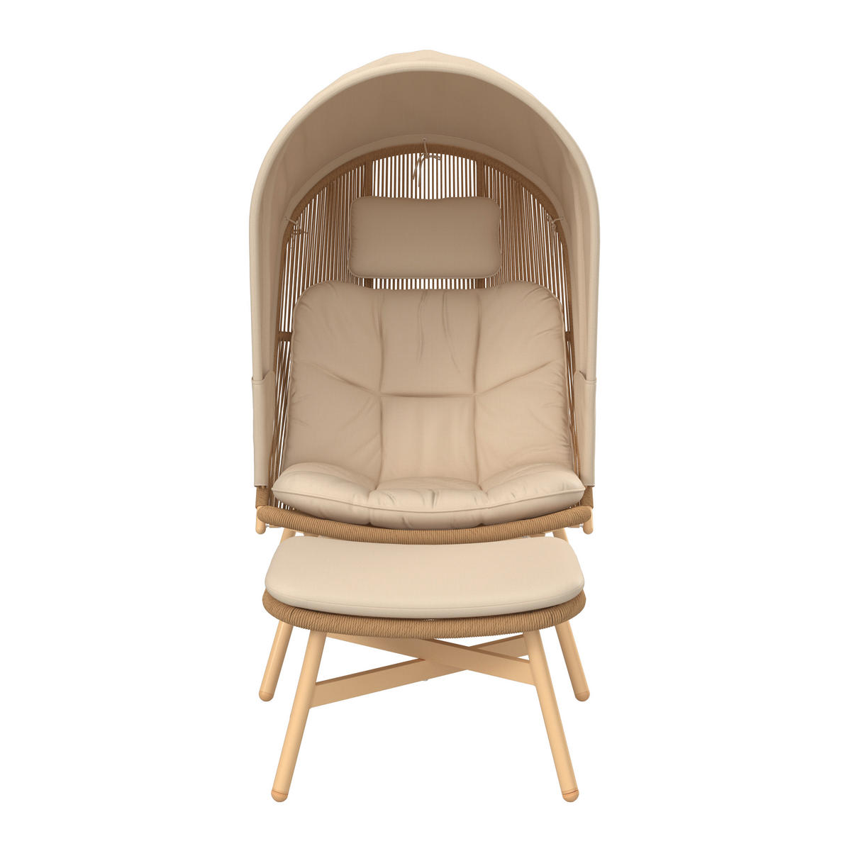 SONNENINSEL 84/71/141/38/114/50 cm Eisen  - Beige/Naturfarben, MODERN, Kunststoff/Textil (84/71/141/38/114/50cm) - Ambia Garden