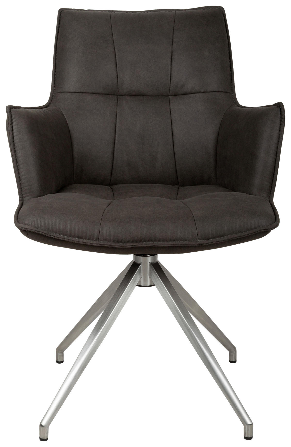 ARMLEHNSTUHL  Sitzfläche 360° drehbar, automatische Rückholfunktion Mikrofaser  Edelstahlfarben, Dunkelgrau  - Edelstahlfarben/Dunkelgrau, Design, Textil/Metall (59/89,5/63cm) - Novel