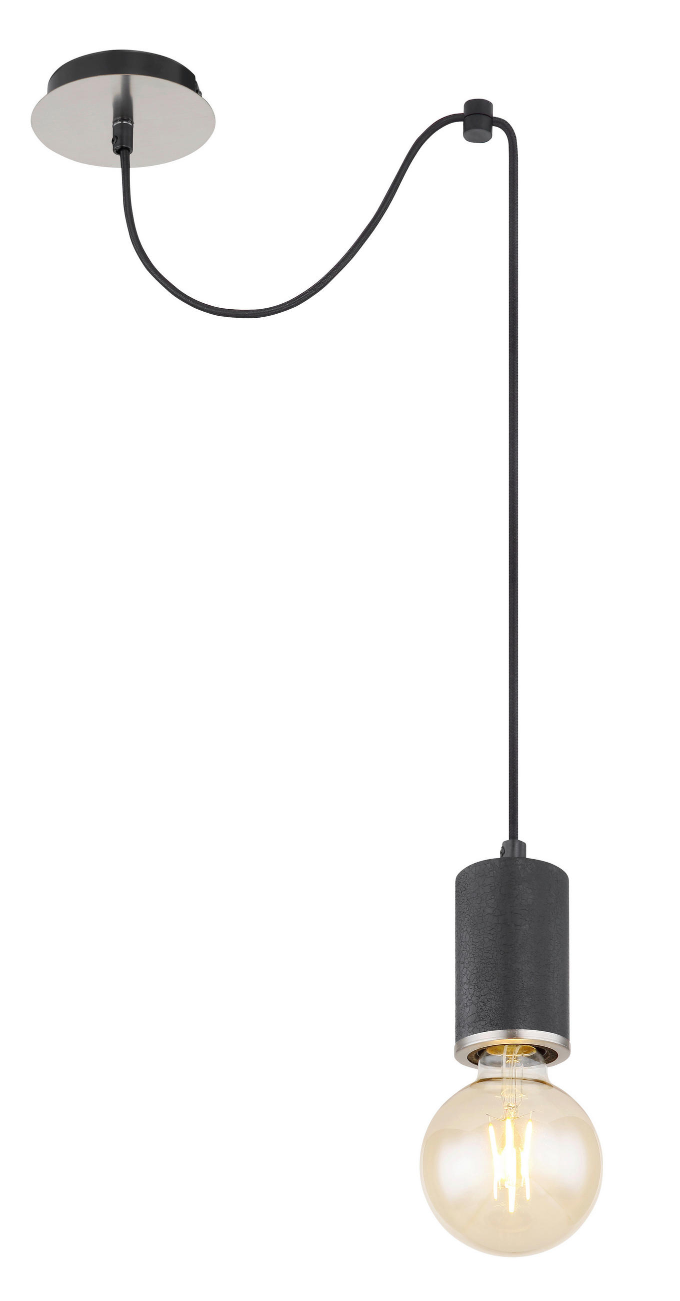 VISEČA SVETILKA        12/160 cm      E27 - črna, Basics, kovina/les (12/160cm) - Globo