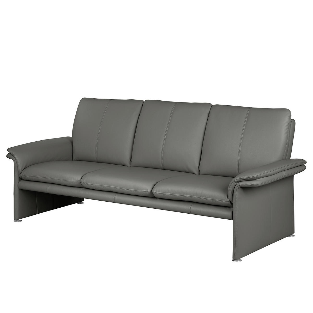 3-SITZER-SOFA Echtleder Anthrazit  - Anthrazit/Silberfarben, Design, Leder/Metall (214/90/88cm) - Livetastic