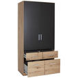 KLEIDERSCHRANK  in Dunkelgrau, Eiche Artisan  - Dunkelgrau/Silberfarben, Design, Holzwerkstoff/Kunststoff (91/197/54cm) - Carryhome