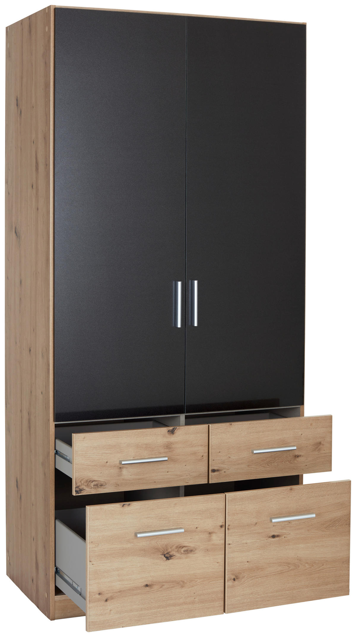 KLEIDERSCHRANK in Dunkelgrau, Eiche Artisan  - Dunkelgrau/Silberfarben, Design, Holzwerkstoff/Kunststoff (91/197/54cm) - Carryhome