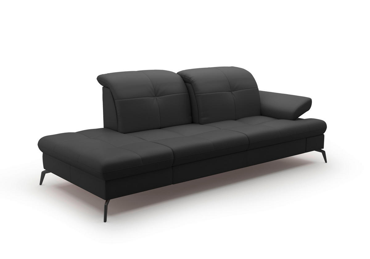 RÉCAMIERE in Echtleder Schwarz  - Schwarz, Konventionell, Leder/Metall (231/90/122cm) - Sit & More
