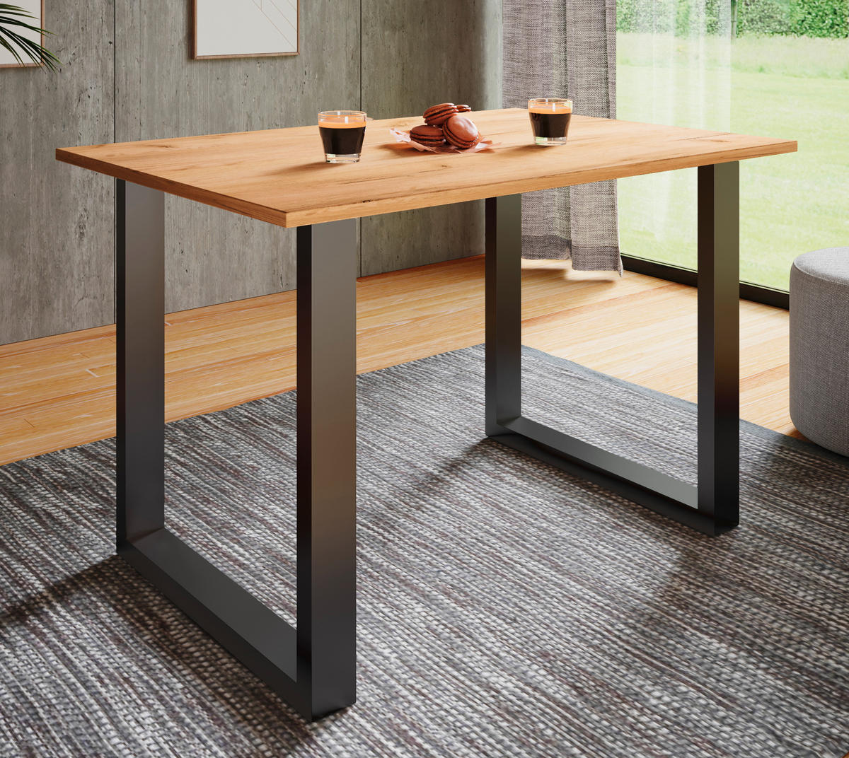 MATBORD i metall, trämaterial 140/80/76 cm   - honungsek/svart, Basics, metall/trämaterial (140/80/76cm) - MID.YOU