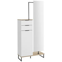 HOCHSCHRANK 78/200/35 cm  - Eichefarben/Schwarz, KONVENTIONELL, Holzwerkstoff/Metall (78/200/35cm) - home24