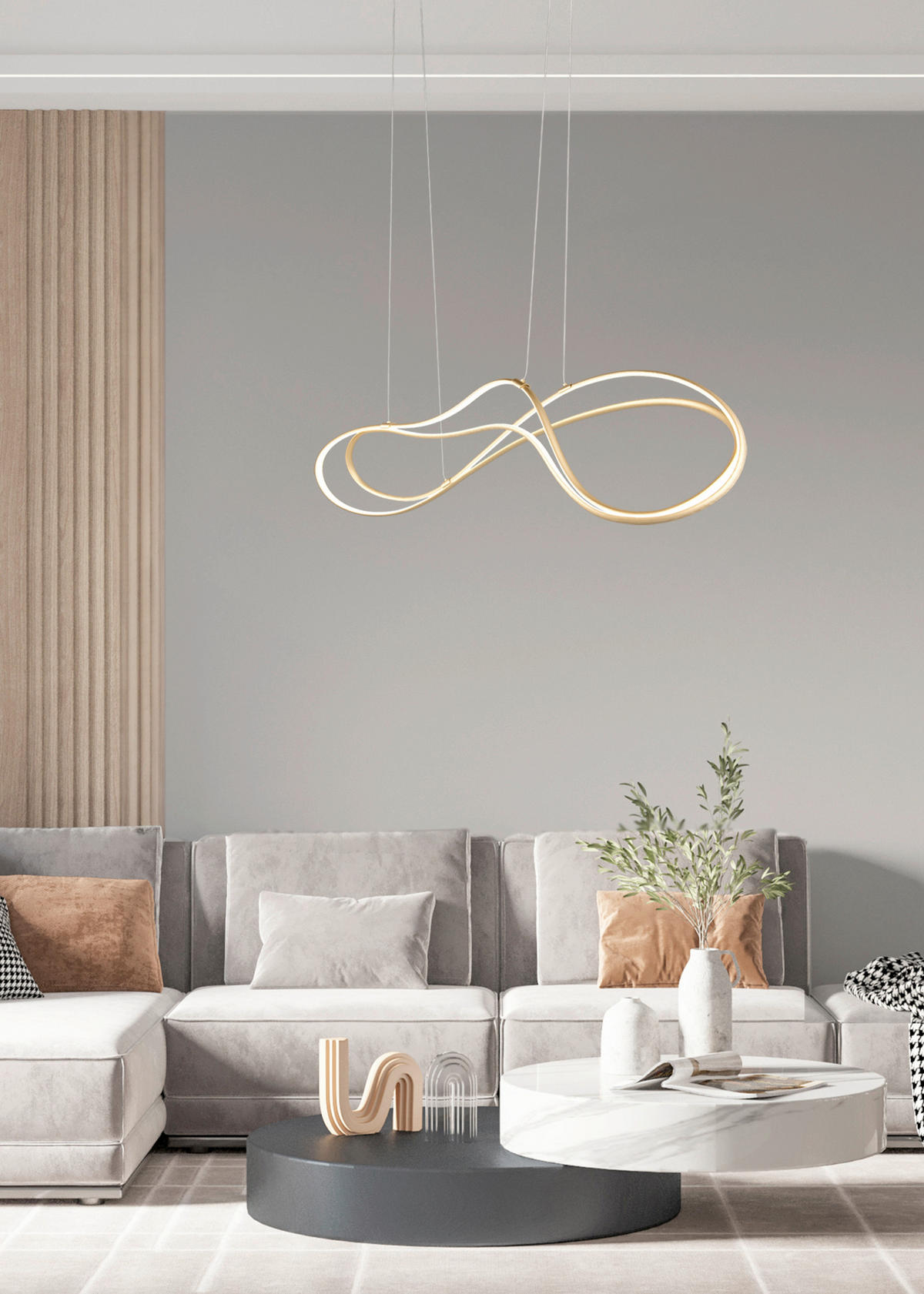 LED-HÄNGELEUCHTE Nala 113/24/150 cm   - Goldfarben, Design, Metall (113/24/150cm) - Trio Leuchten