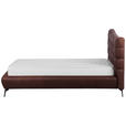 POLSTERBETT 180/200 cm,  in Dunkelbraun, gepolstertes Kopfteil,  - Dunkelbraun/Schwarz, Design, Leder/Metall (180/200cm) - Esposa