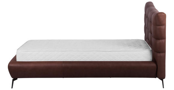 POLSTERBETT 180/200 cm,  in Dunkelbraun, gepolstertes Kopfteil,  - Dunkelbraun/Schwarz, Design, Leder/Metall (180/200cm) - Esposa