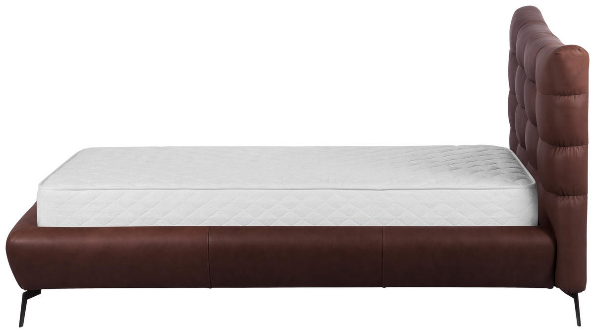 POLSTERBETT gepolstertes Kopfteil Dunkelbraun 180/200 cm  - Dunkelbraun/Schwarz, Design, Leder/Metall (180/200cm) - Esposa