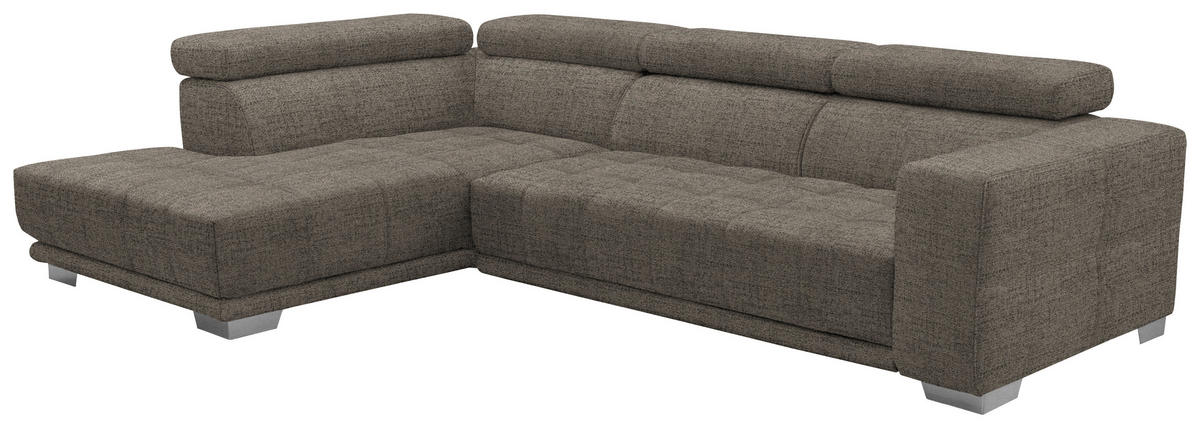 ECKSOFA in Chenille Hellbraun  - Chromfarben/Hellbraun, Design, Textil (207/301cm) - Xora