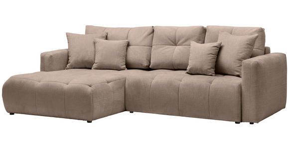 ECKSOFA in Chenille Hellbraun  - Hellbraun/Schwarz, MODERN, Kunststoff/Textil (172/276cm) - Hom`in