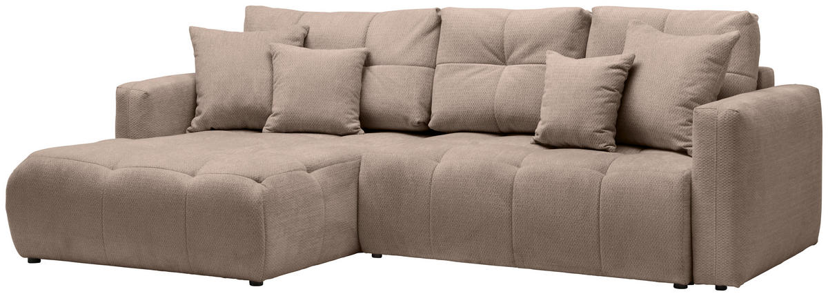 ECKSOFA in Chenille Hellbraun  - Hellbraun/Schwarz, Modern, Kunststoff/Textil (172/276cm) - Hom`in