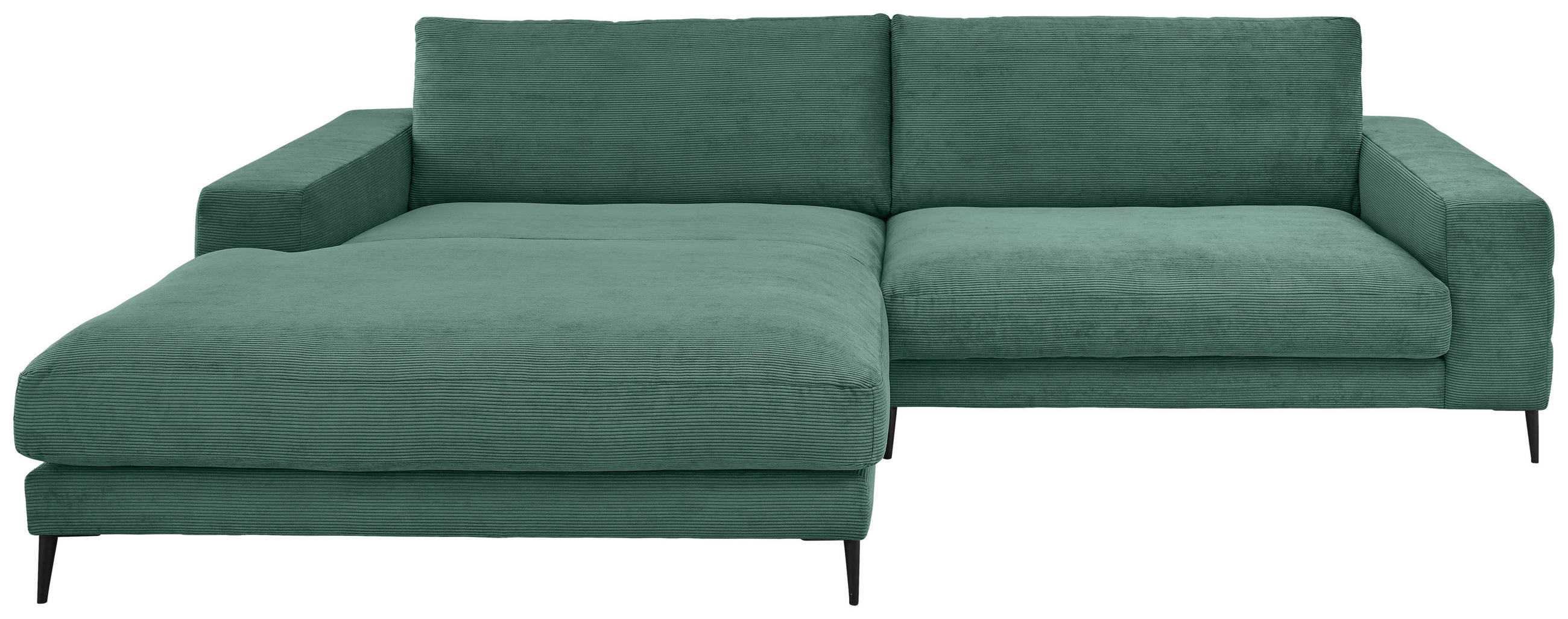 ECKSOFA in Feincord Grün  - Schwarz/Grün, Design, Textil/Metall (207/293cm) - Dieter Knoll