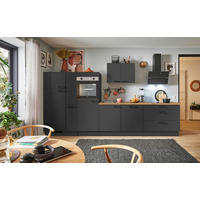 KÜCHENBLOCK PN 80 350 cm  in Graphitfarben, Eichefarben  - Eichefarben/Schwarz, Design, Holzwerkstoff/Metall (350cm) - Pino