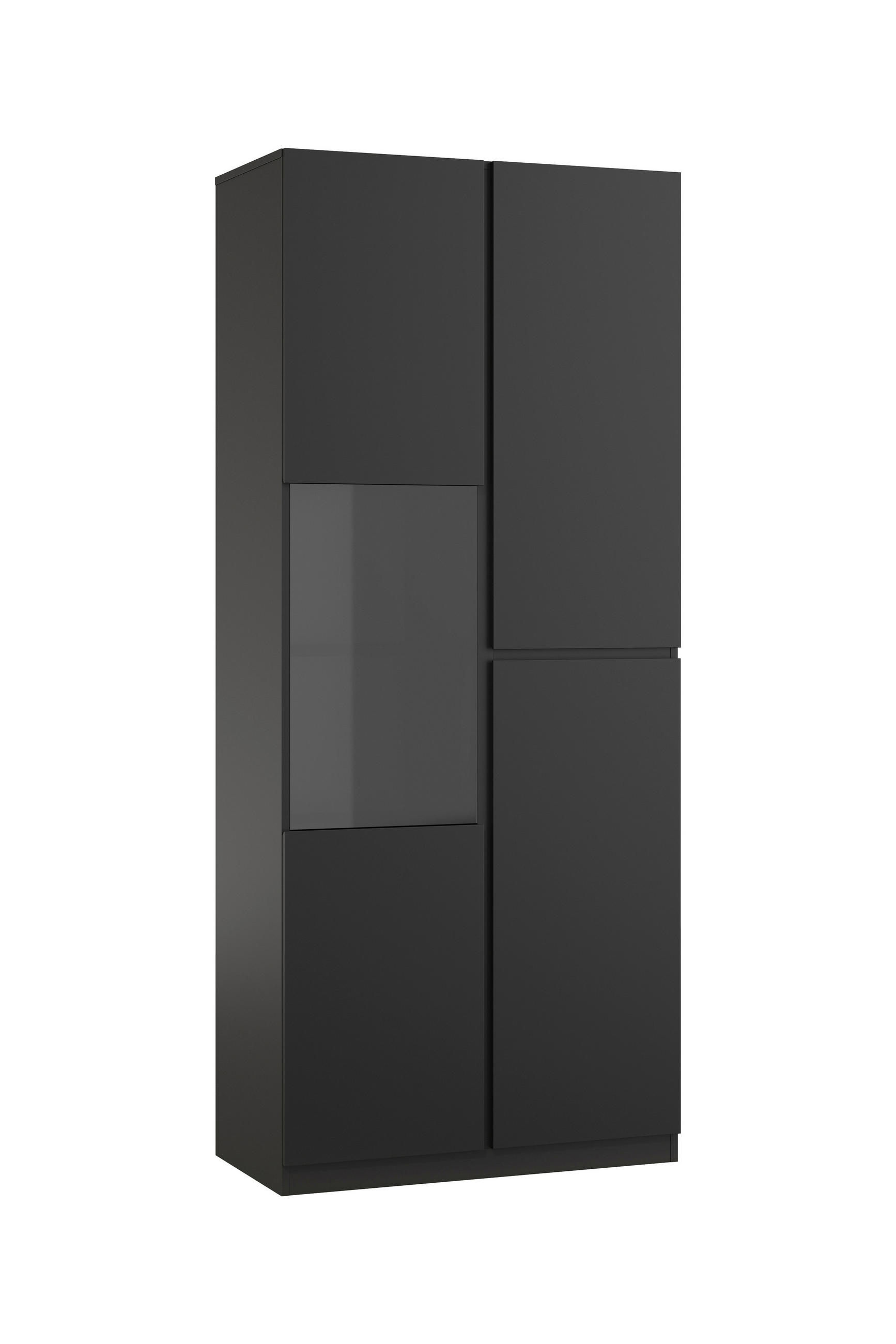 VITRINE Schwarz  - Schwarz, Design, Glas/Holzwerkstoff (79,4/187,5/40cm) - MID.YOU