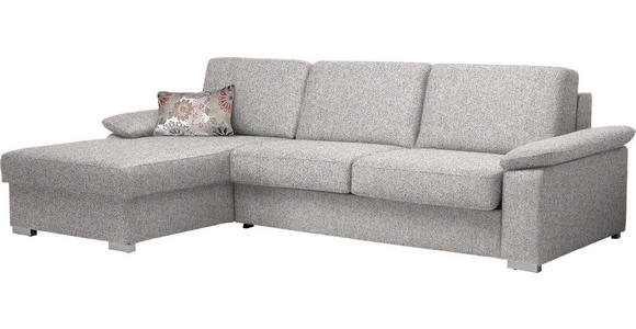 ECKSOFA in Flachgewebe Blaugrau - Chromfarben/Blaugrau, KONVENTIONELL, Textil/Metall (176/285cm) - Novel