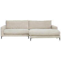 ECKSOFA in Cord Naturfarben, Beige  272/190 cm  - Beige/Schwarz, Design, Textil/Metall (272/190cm) - Lomoco