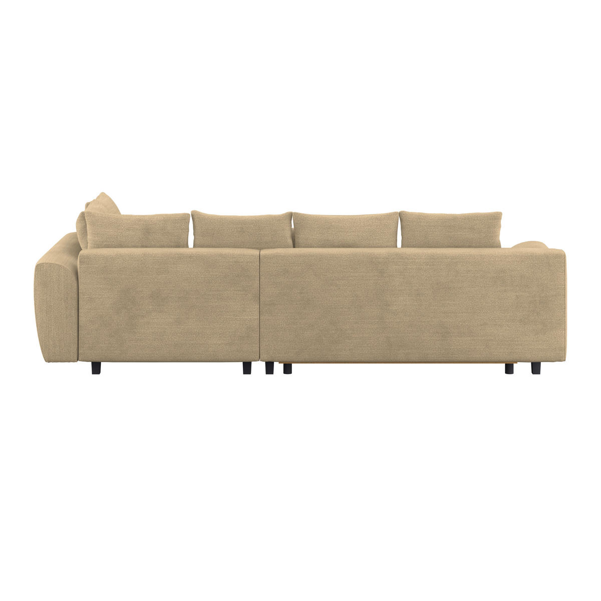 ECKSOFA Chenille, Struktur Beige  - Beige/Schwarz, Konventionell, Textil (309/197cm) - MID.YOU