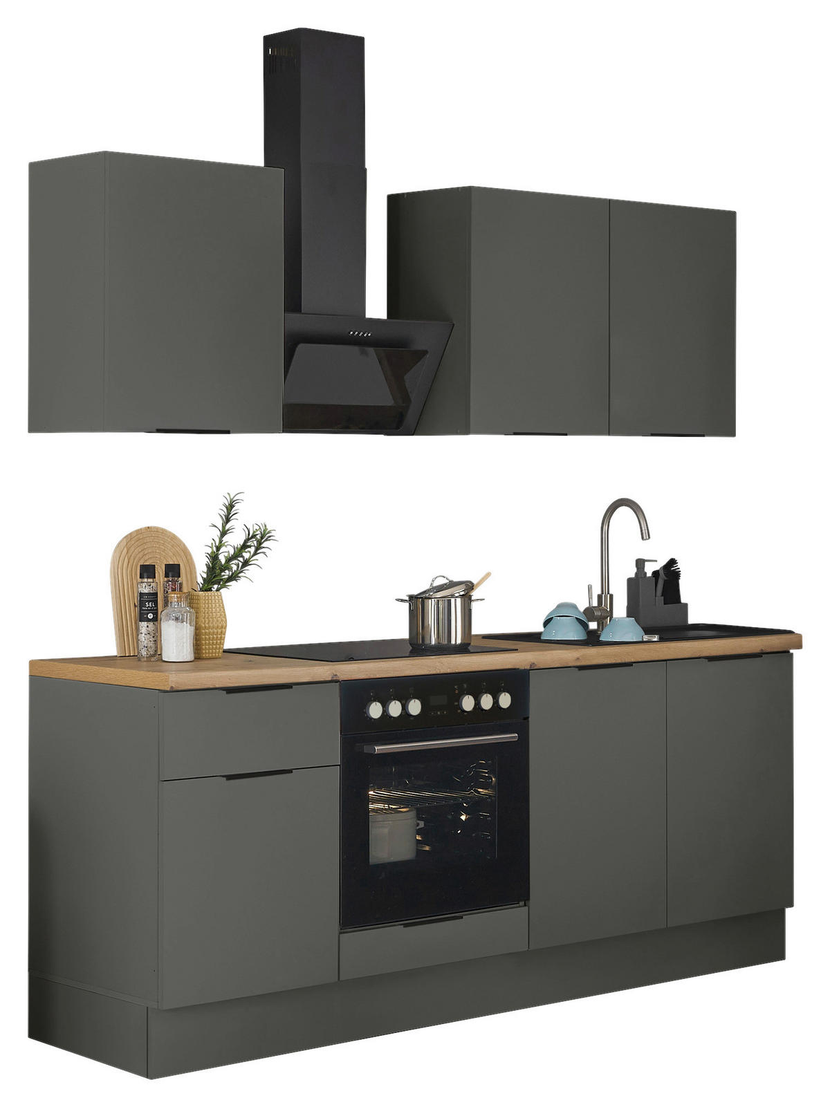 KÜCHENLEERBLOCK   in Graphitfarben  - Schwarz/Graphitfarben, Basics, Holzwerkstoff/Metall (210/211/60cm) - Carryhome