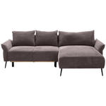 ECKSOFA Braun Chenille  - Schwarz/Braun, KONVENTIONELL, Textil/Metall (255/164cm) - Carryhome