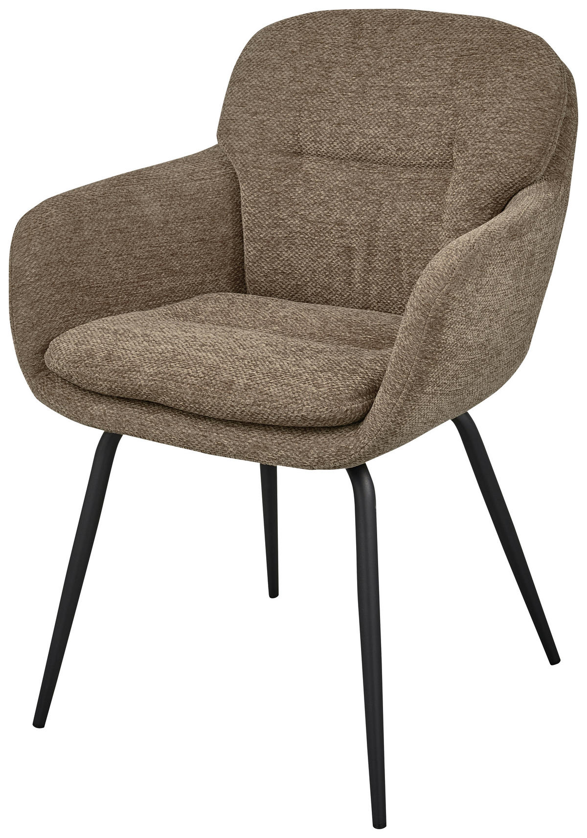 ARMLEHNSTUHL-SET 2 Stück  in Eisen Chenille  - Sandfarben/Schwarz, MODERN, Textil/Metall (57/82/59cm) - Livetastic