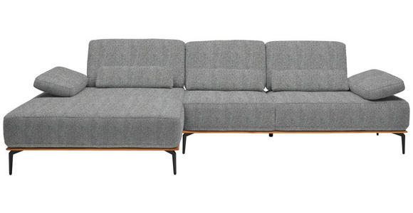 ECKSOFA in Flachgewebe Graublau  - Graublau/Schwarz, Natur, Holz/Textil (176/314cm) - Valnatura