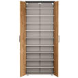 SCHUHSCHRANK 80/200/38 cm  - Eichefarben/Silberfarben, Basics, Holzwerkstoff/Kunststoff (80/200/38cm) - Moderano