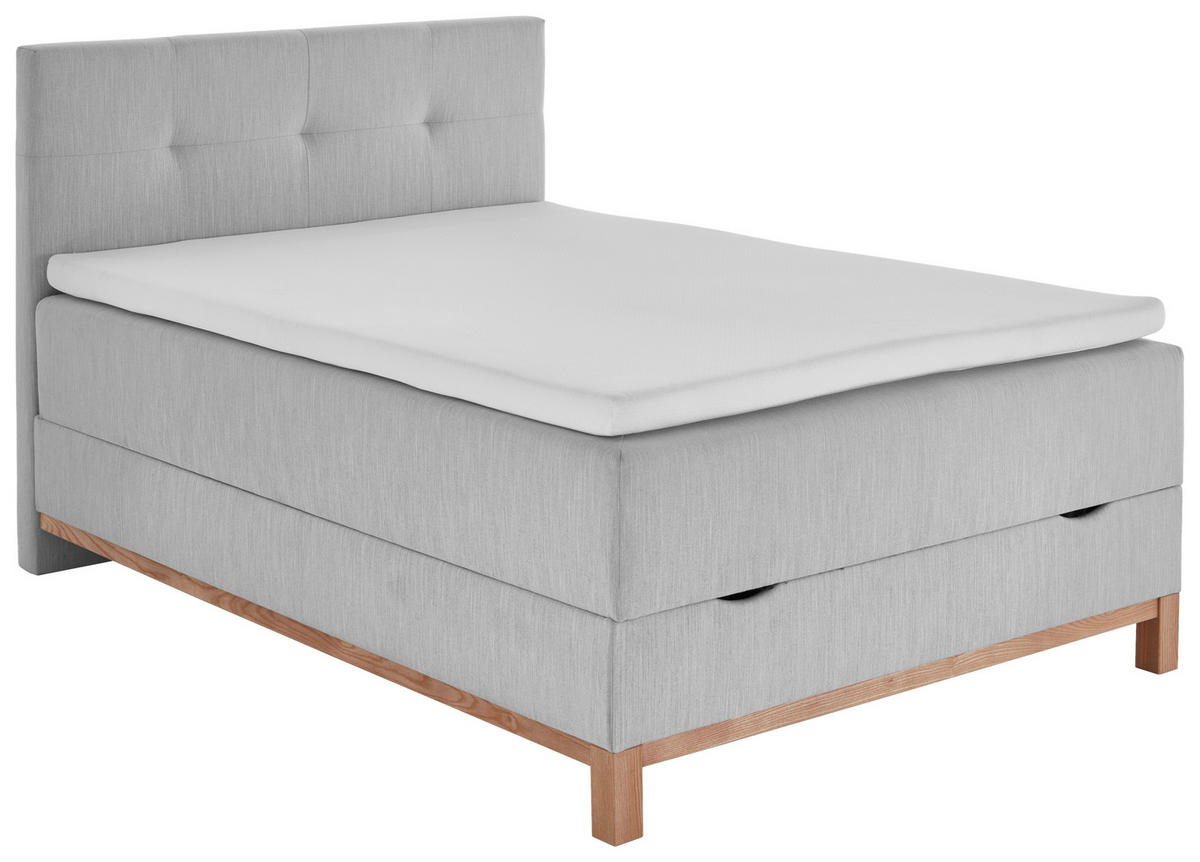 BOXBETT 120/200 cm  in Hellgrau  - Eichefarben/Hellgrau, MODERN, Textil (120/200cm) - Livetastic