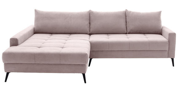 ECKSOFA  in Cord Rosa  173/280 cm  - Schwarz/Rosa, KONVENTIONELL, Textil/Metall (173/280cm) - Hom`in