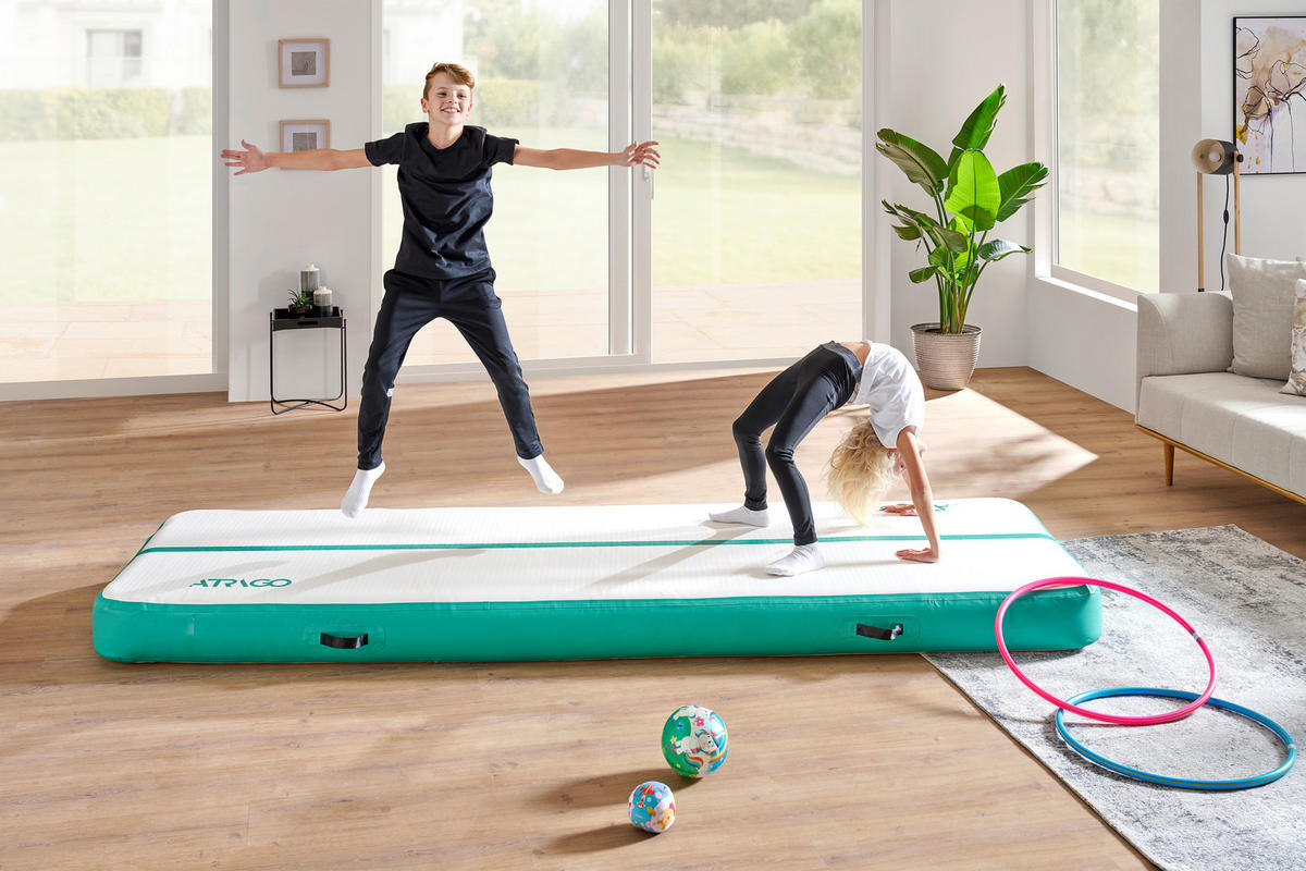 GYMNASTIKMATTE aufblasbar 300/100/20 cm  - Türkis/Weiß, KONVENTIONELL (300/100/20cm) - Atrigo