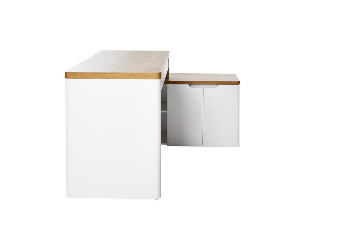 ECKSCHREIBTISCH 140/118/76 cm  in Weiß, Eichefarben  - Eichefarben/Weiß, KONVENTIONELL, Holzwerkstoff (140/118/76cm)