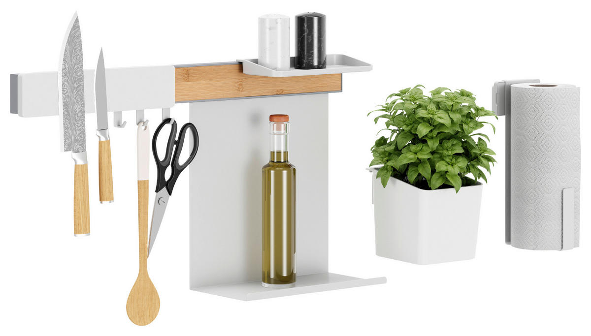 KÜCHEN-ORGANIZER-SET  - Braun/Weiß, Basics, Holz/Kunststoff (60/34/14cm) - Tesa