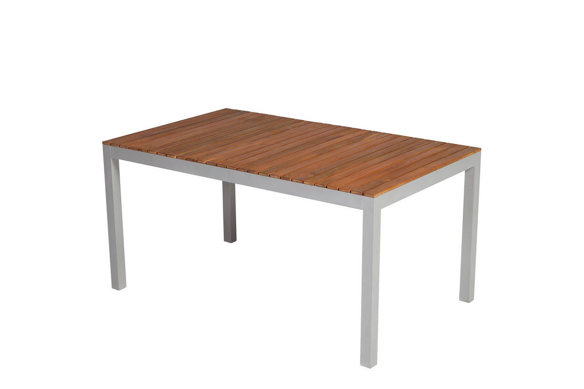 GARTENTISCHGRUPPE beschichtet AkazieHartholz Aluminium  - Silberfarben/Naturfarben, KONVENTIONELL, Holz/Textil - Gardenson