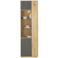 VITRINE in massiv Wildeiche Anthrazit, Eichefarben  - Eichefarben/Anthrazit, Design, Glas/Holz (61/205/40cm) - Waldwelt