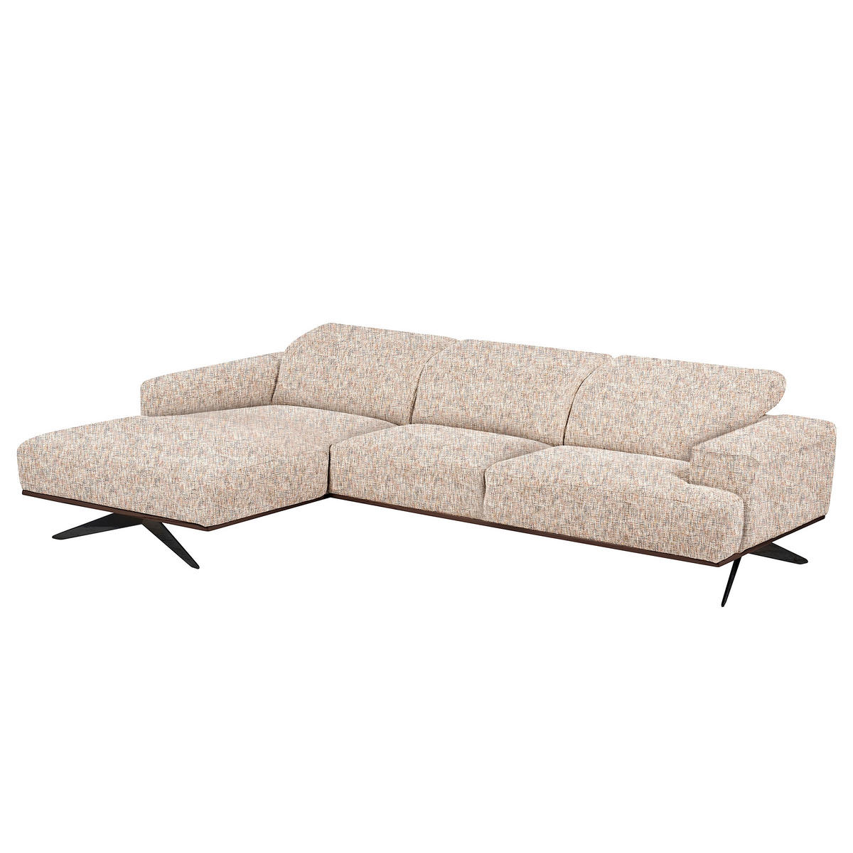 ECKSOFA PORTLAND in Struktur Blau, Gelb, Rot, Weiß Kopfteilverstellung  187/295 cm  - Blau/Gelb, Design, Holz/Textil (187/295cm) - Livetastic