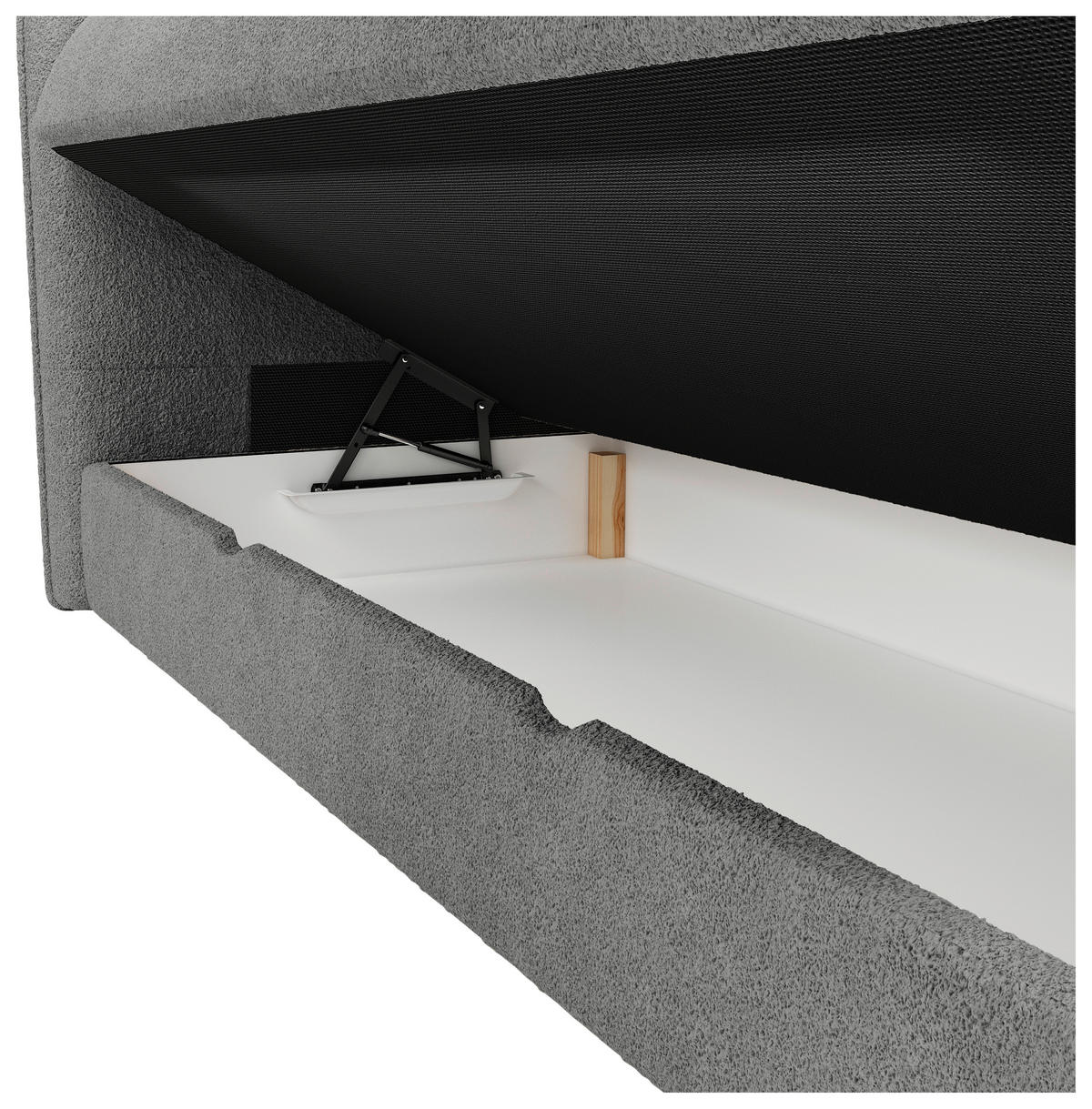 BOXSPRINGBETT 140/200 cm,  in Dunkelgrau, gepolstertes Kopfteil, Bettkasten, Topper, Matratzen, H3 + H3 = fest  - Dunkelgrau/Schwarz, Design, Holz/Holzwerkstoff (140/200cm) - Chameo
