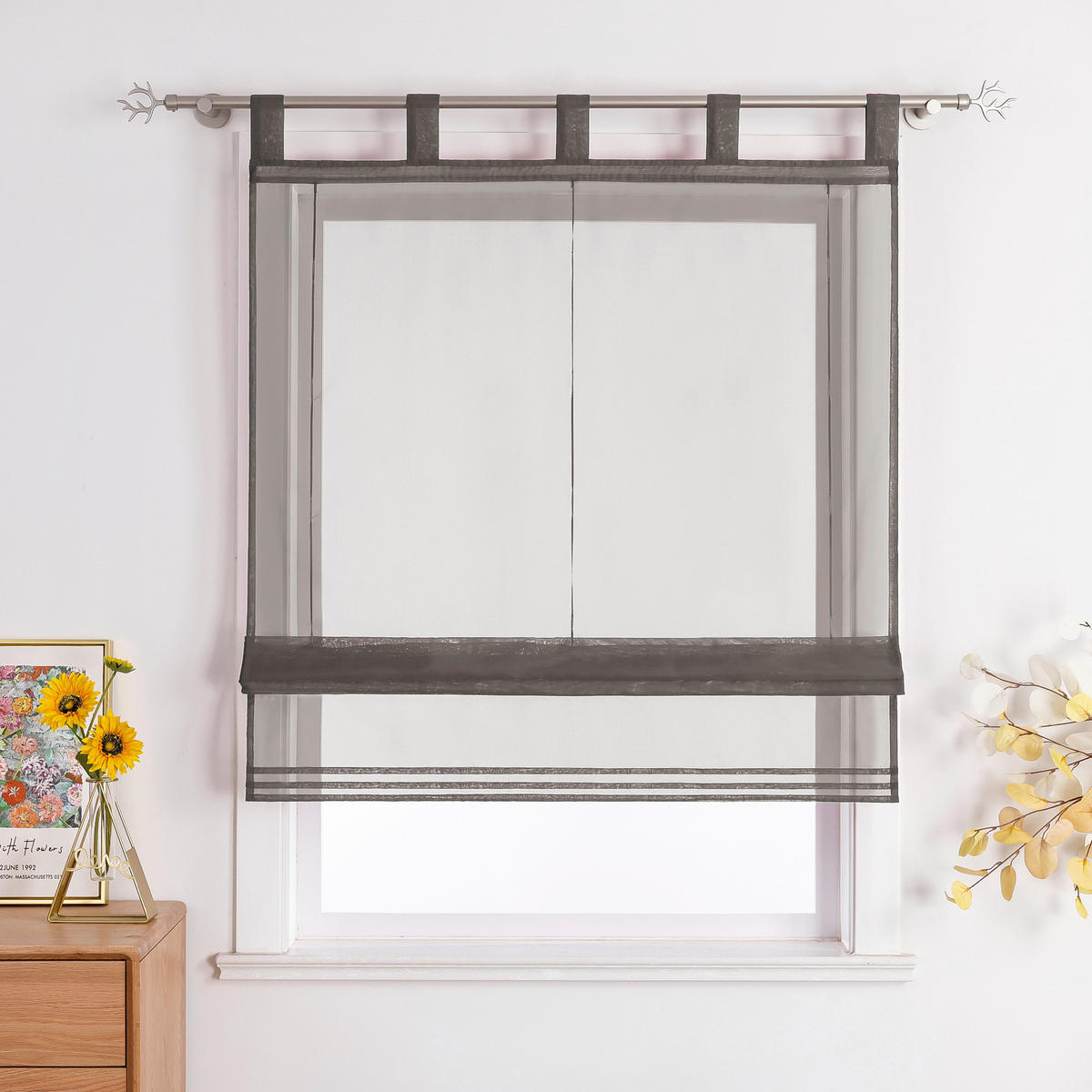 RAFFROLLO  transparent  100/155 cm    - Grau, Basics, Textil (100/155cm)