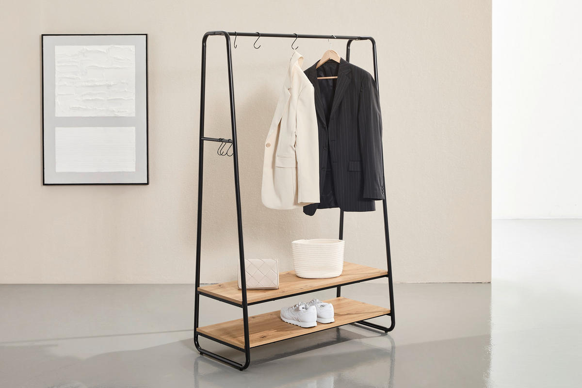 KLÄDHÄNGARE - svart/naturfärgad, Basics, metall/trämaterial (100/160/45cm) - Xora