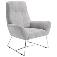 SESSEL in Flachgewebe Hellgrau  - Chromfarben/Hellgrau, Design, Textil/Metall (82/102/81cm) - Pure Home Lifestyle