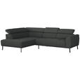 ECKSOFA in Chenille Dunkelgrau 205/280 cm - Dunkelgrau/Schwarz, Design, Textil/Metall (205/280cm) - Xora