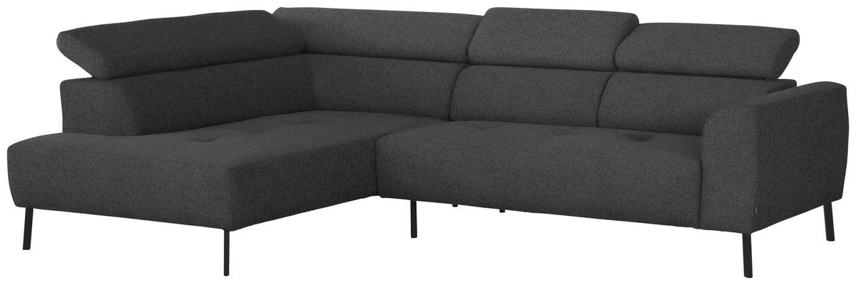 ECKSOFA in Chenille Dunkelgrau  205/280 cm  - Dunkelgrau/Schwarz, Design, Textil/Metall (205/280cm) - Xora