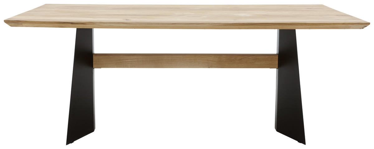 ESSTISCH in Holz, Metall 200/100/78 cm  - Eichefarben/Schwarz, Natur, Holz/Metall (200/100/78cm) - Voleo