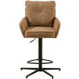 BARHOCKER Leinenoptik Schwarz, Rostfarben Eisen Stoffauswahl, Sitzfläche 360° drehbar  - Taupe/Rostfarben, Design, Textil/Metall (58/103-123/61cm) - Novel
