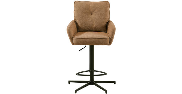 BARHOCKER Leinenoptik Schwarz, Rostfarben Eisen Stoffauswahl, Sitzfläche 360° drehbar - Taupe/Rostfarben, Design, Textil/Metall (58/103-123/61cm) - Novel
