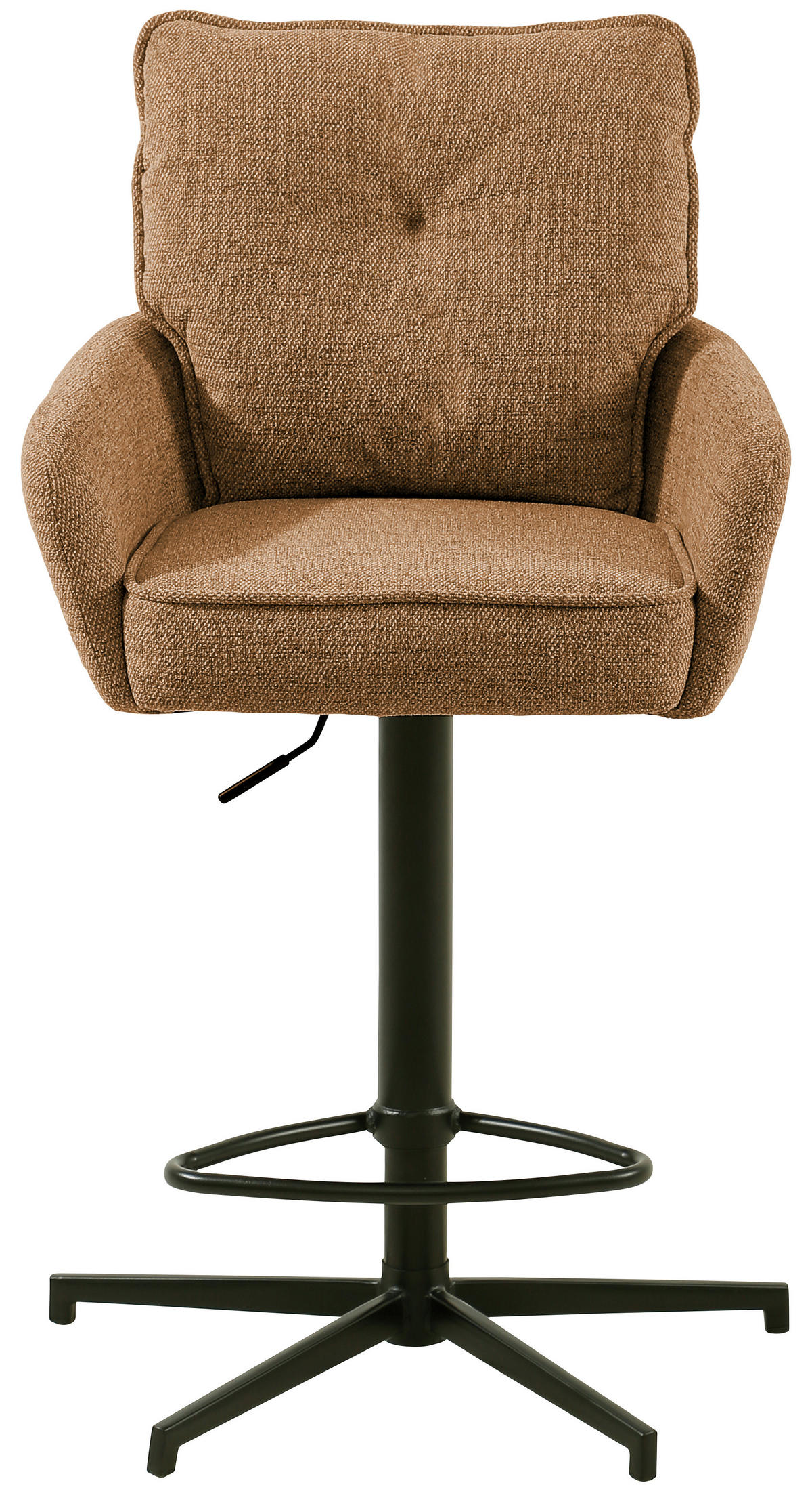 BARHOCKER Leinenoptik Schwarz, Rostfarben Eisen Stoffauswahl, Sitzfläche 360° drehbar  - Taupe/Rostfarben, Design, Textil/Metall (58/103-123/61cm) - Novel