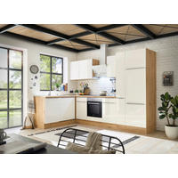 HÖRNKÖK 170/310 cm  i ek Artisan, vit högglans  - aluminiumfärg/vit högglans, Lifestyle, trämaterial/plast (170/310cm) - Respekta