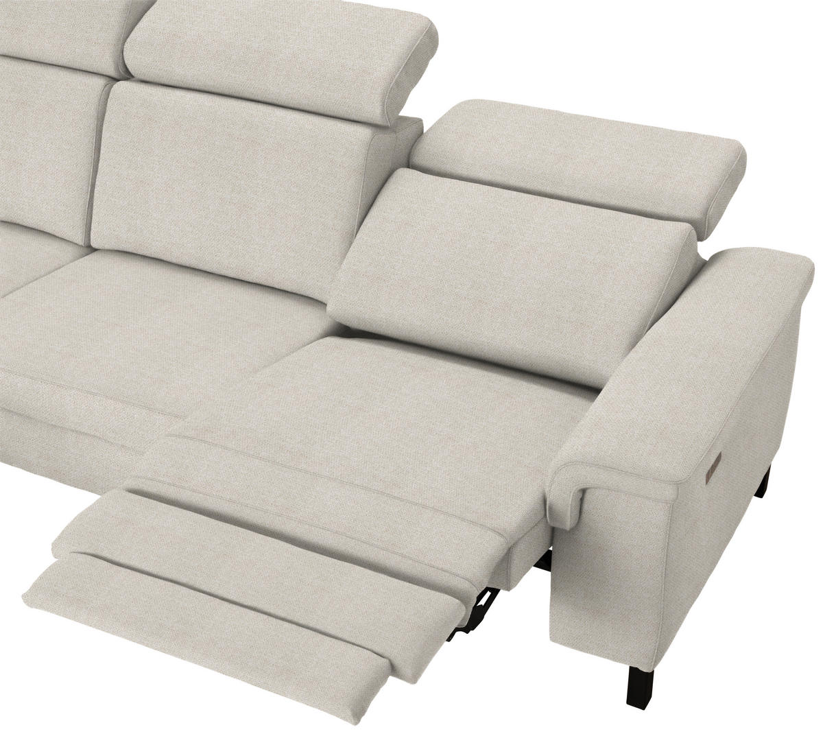 ECKSOFA in Flachgewebe Beige  - Beige/Schwarz, Konventionell, Textil/Metall (182/304cm) - Pure Home Comfort