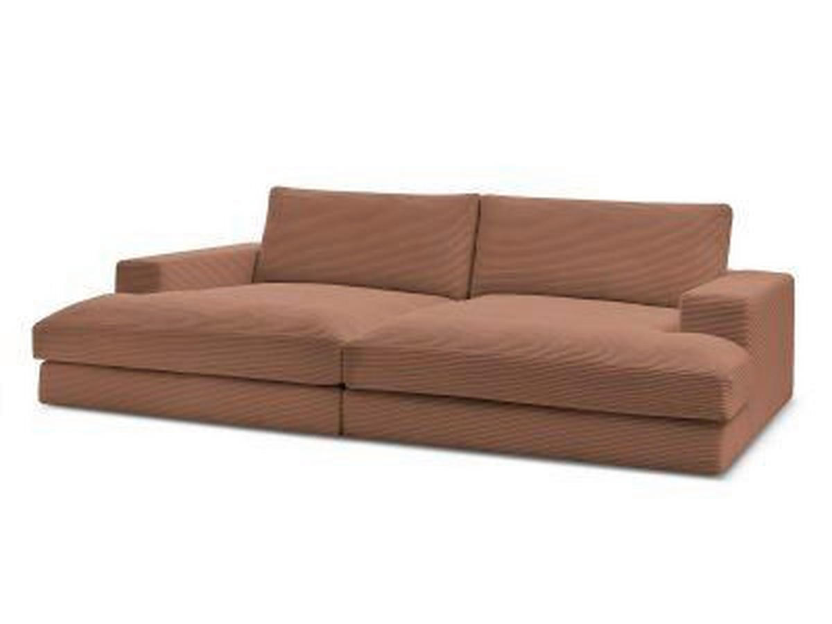 BIGSOFA LEONARD Cord Orange  - Schwarz/Orange, MODERN, Kunststoff/Textil (234/77/159cm)