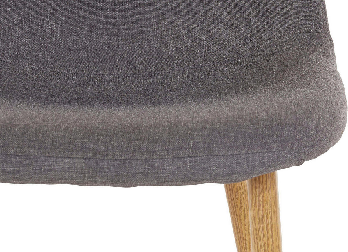 STUHL-SET Anthrazit  - Eichefarben/Anthrazit, Design, Textil/Metall (44/87/52cm) - MID.YOU